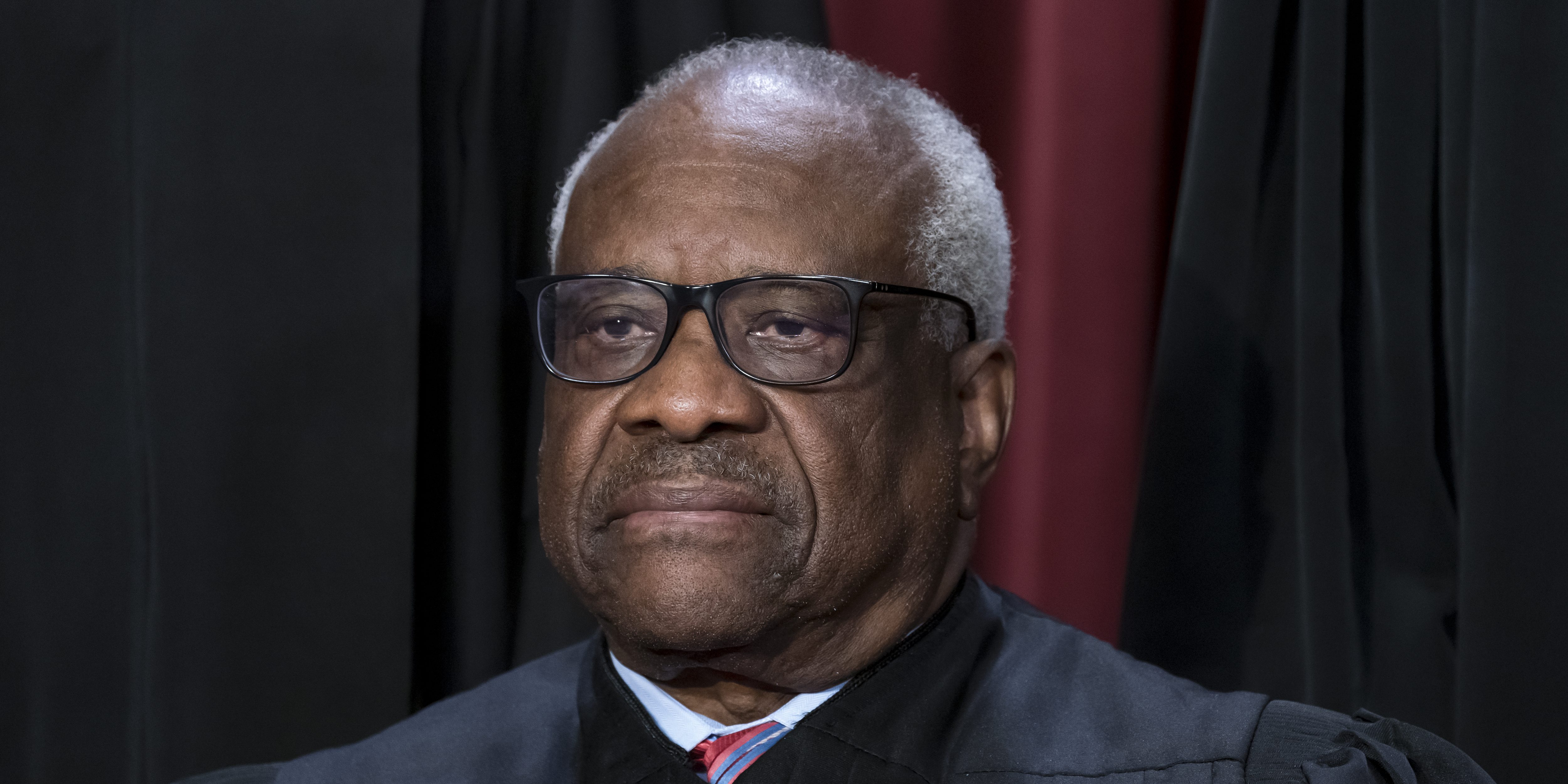 Justice Clarence Thomas during a group portrait at the Supreme Court building in Washington, Oct. 7, 2022.