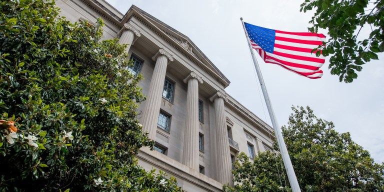 Robert F. Kennedy Department of Justice Building, Friday, June 19, 2015, in Washington. (AP Photo/Andrew Harnik)