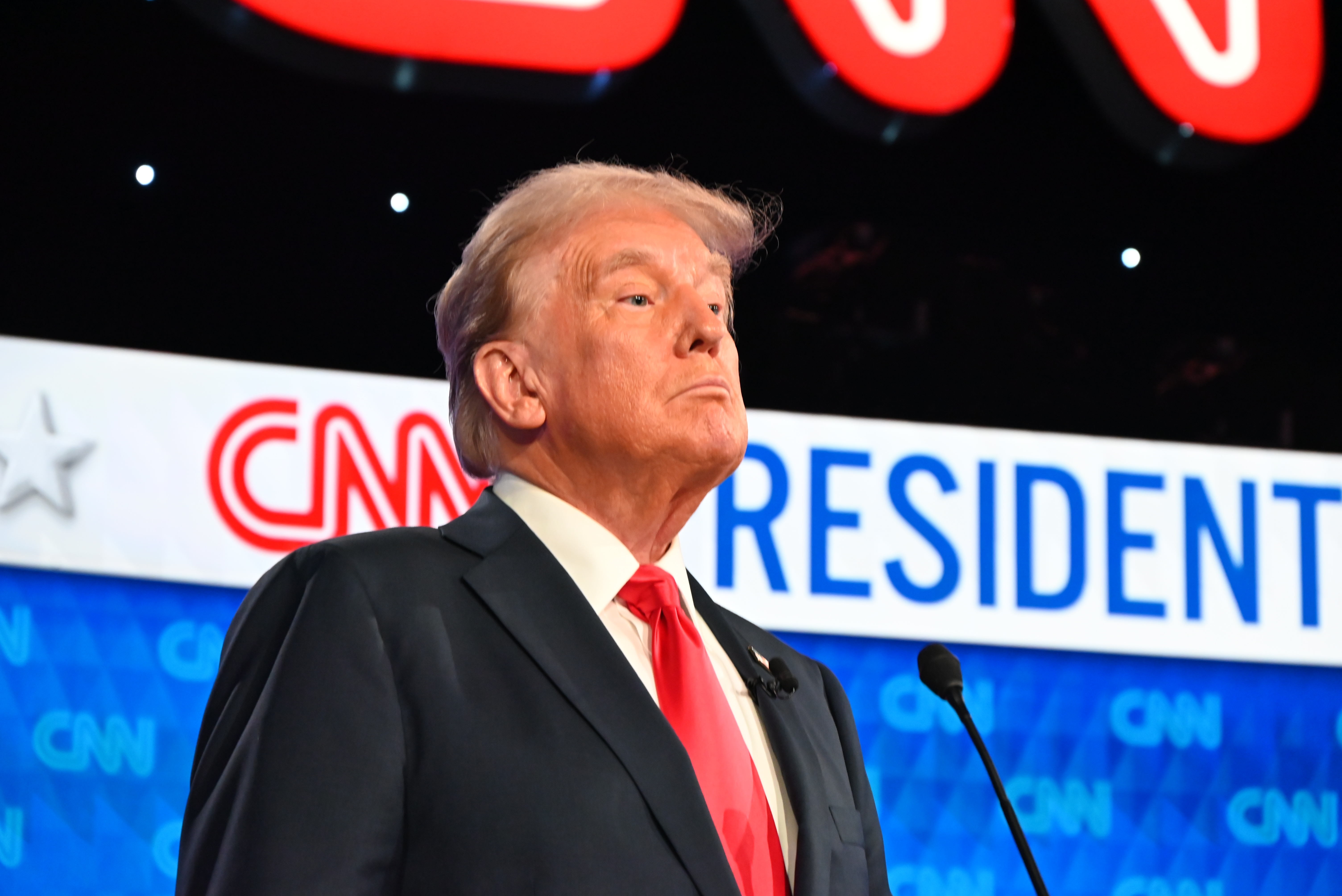 Former President Donald Trump at the first Presidential Debate at CNN Studios in Atlanta, Georgia, United States on June 27, 2024.