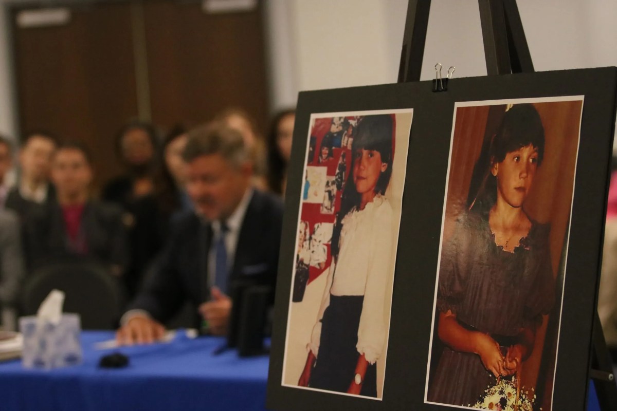 Photos of Layla Cummings was displayed as Oklahoma Attorney Gentner Drummond urged the Oklahoma Pardon and Parole board to reject clemency for Richard Rojem on June 17, 2024.